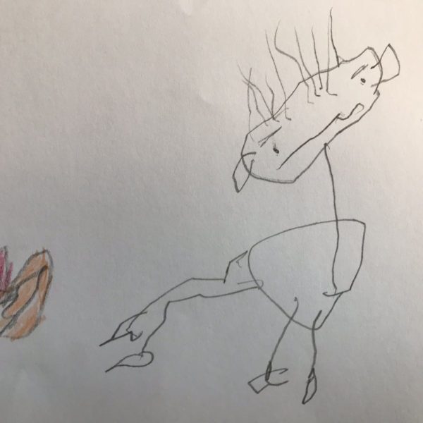 Ein Tier gemalt vom Dreijährigen